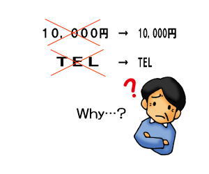 数字やアルファベットを全角で書くと困ることになるイラスト